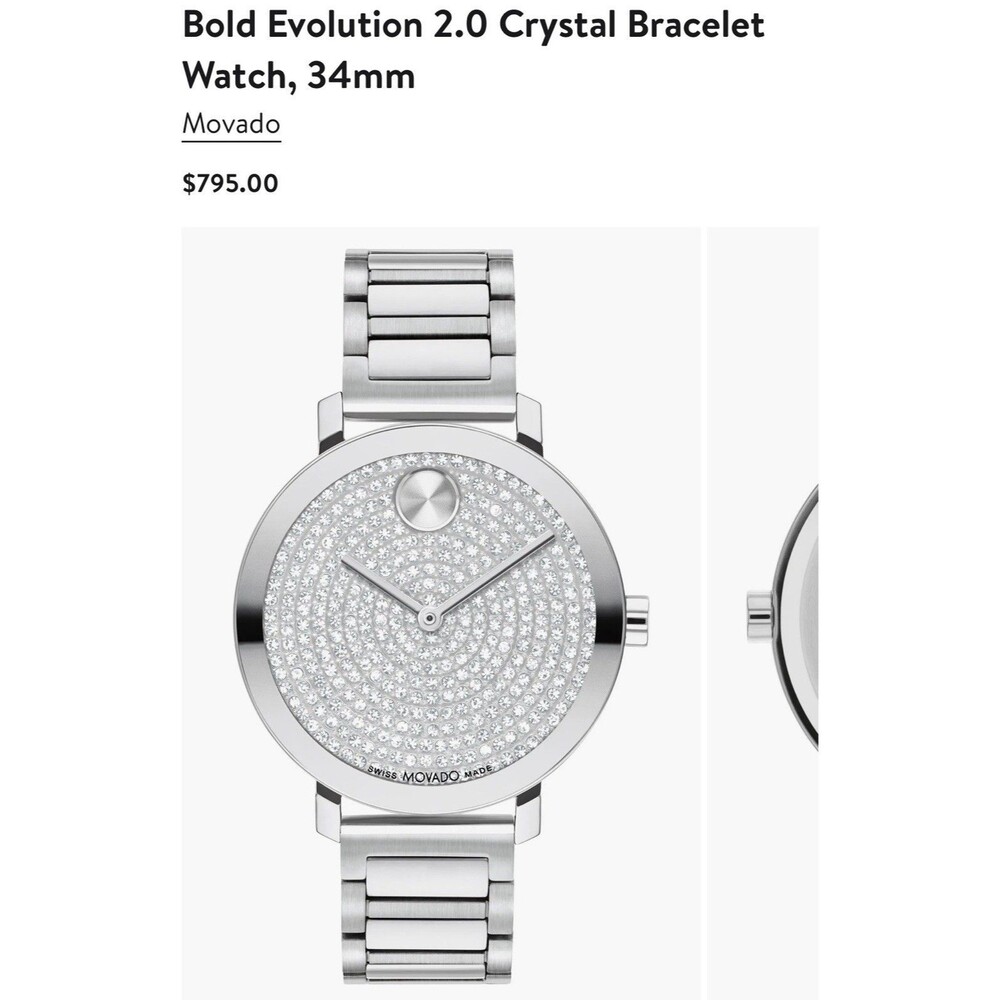 Movado Bold Evolution 2.0 Women's Crystal Stainless Steel Quartz Watch $795